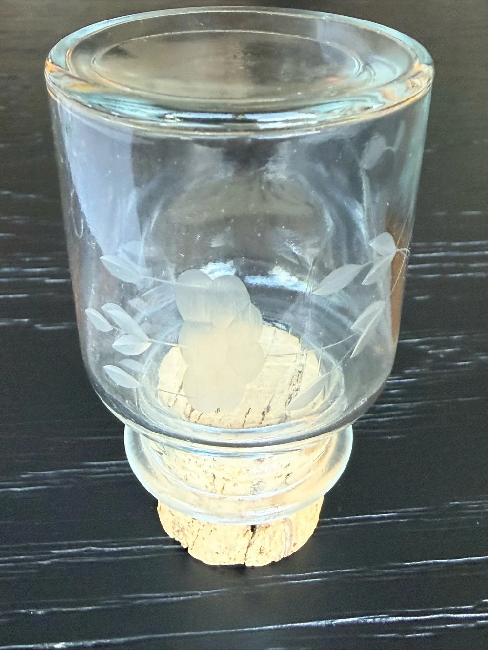 Vintage Clear Glass Apothecary Bottle with Cork and Matching Shot Glass - Clear